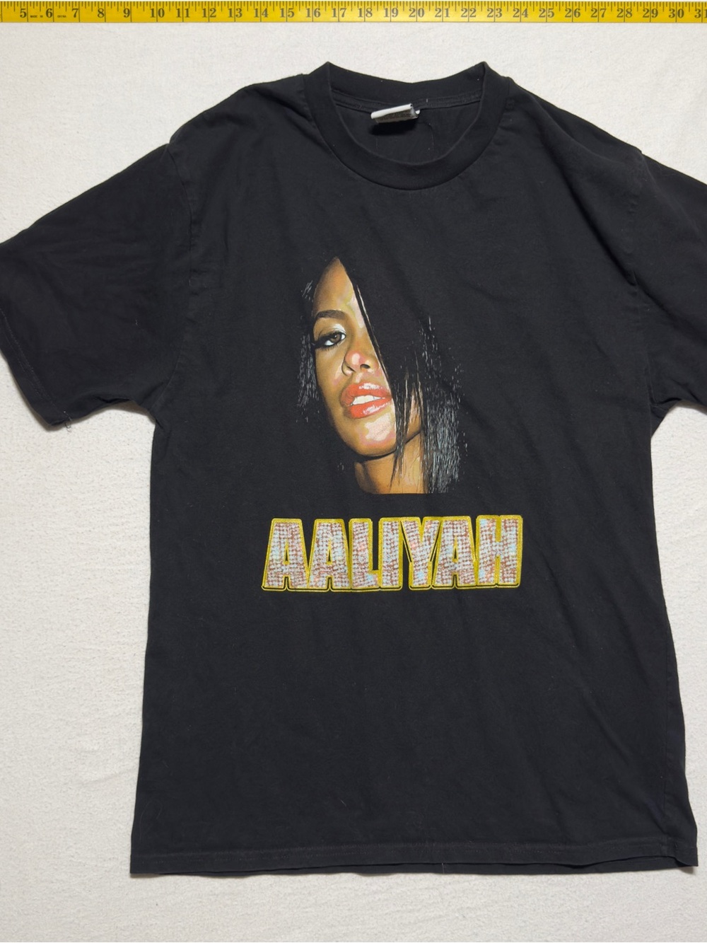 Black Short Sleeve Graphic Tee with Portrait and Name Print